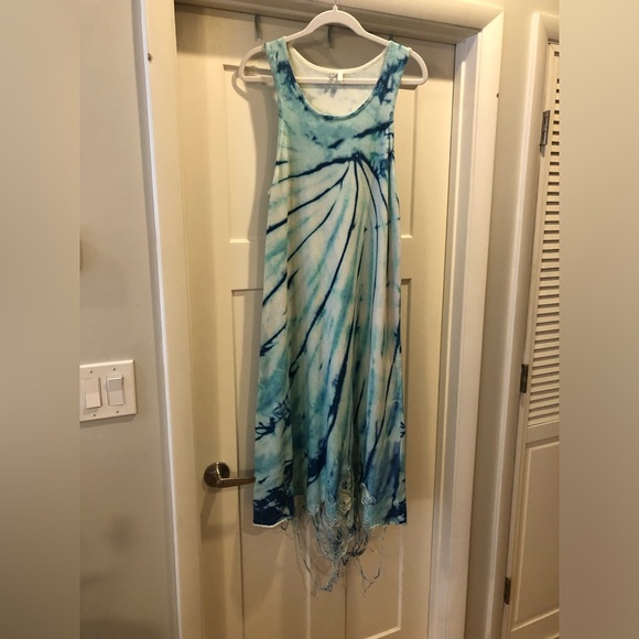 R13 tie dye sleeveless cotton knit midi distressed Tank dress M L Sizes 8 10 12 - Picture 8 of 13